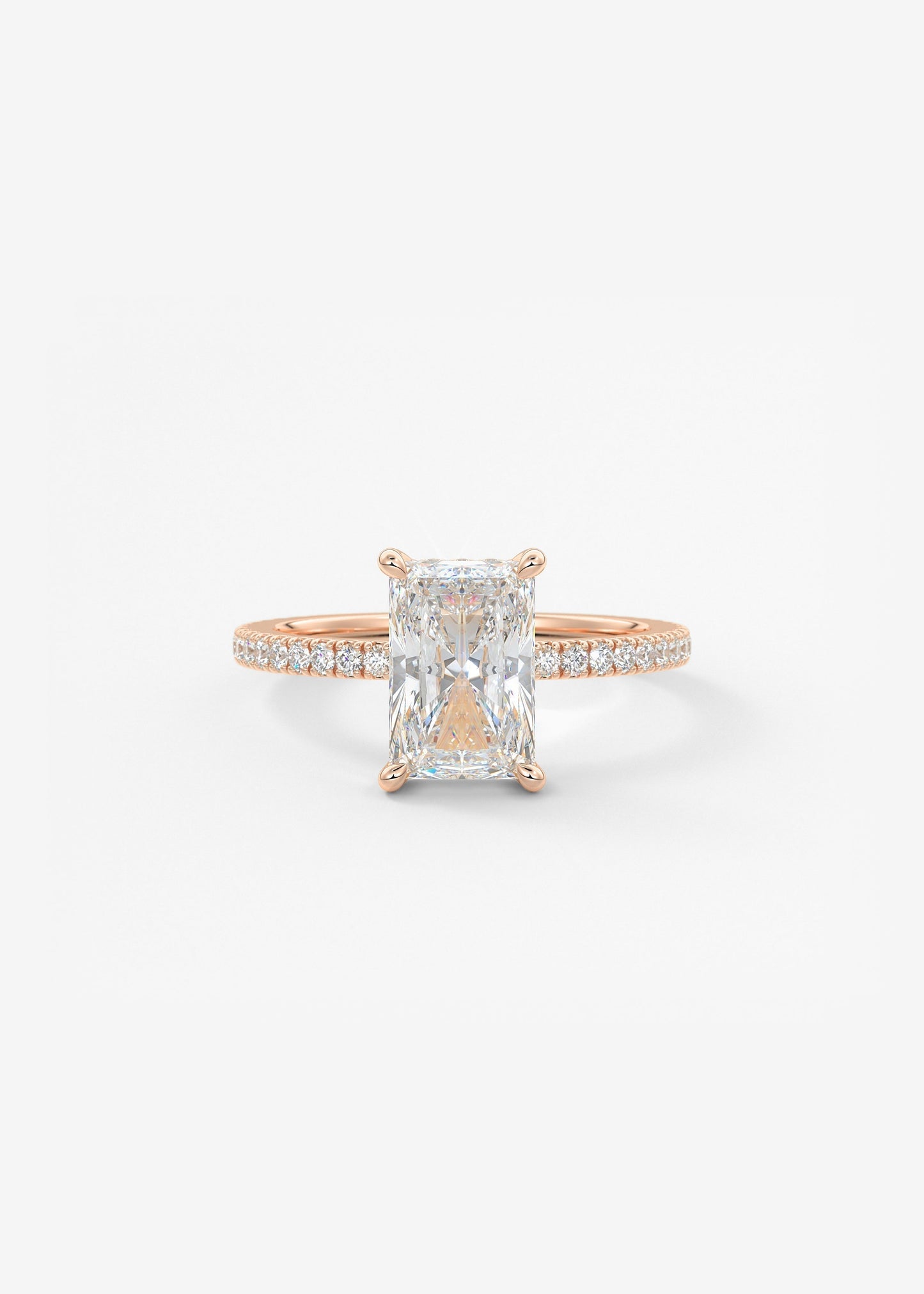 Radiant Hidden Halo Pave Lab Grown Diamond Engagement Ring