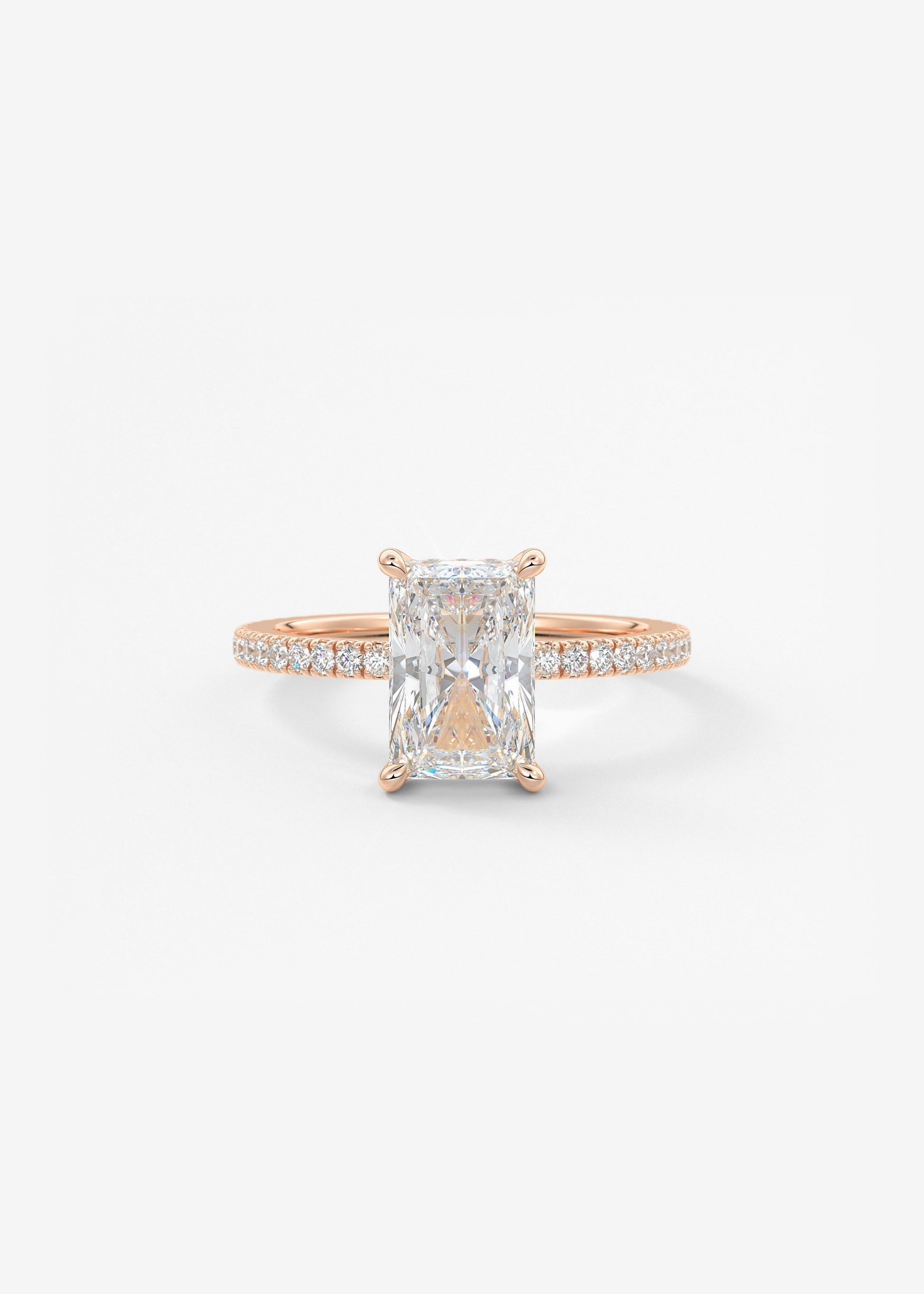 Radiant Hidden Halo Pave Lab Grown Diamond Engagement Ring
