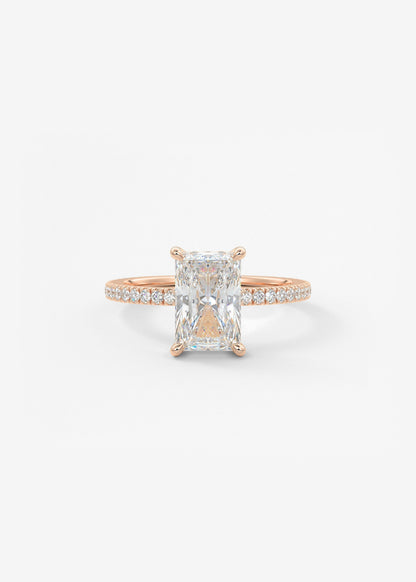 Radiant Hidden Halo Pave Lab Grown Diamond Engagement Ring