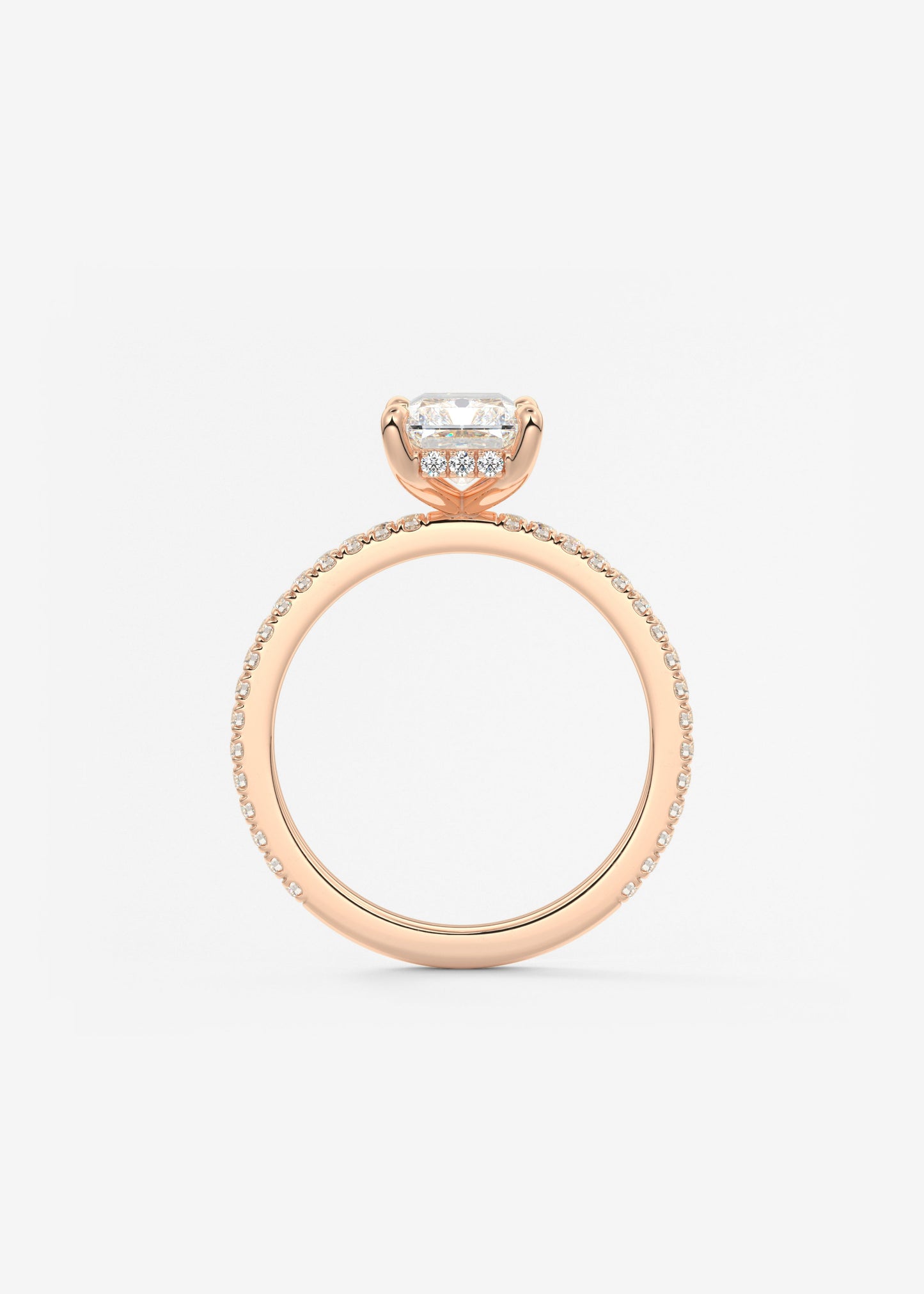 Radiant Hidden Halo Pave Lab Grown Diamond Engagement Ring