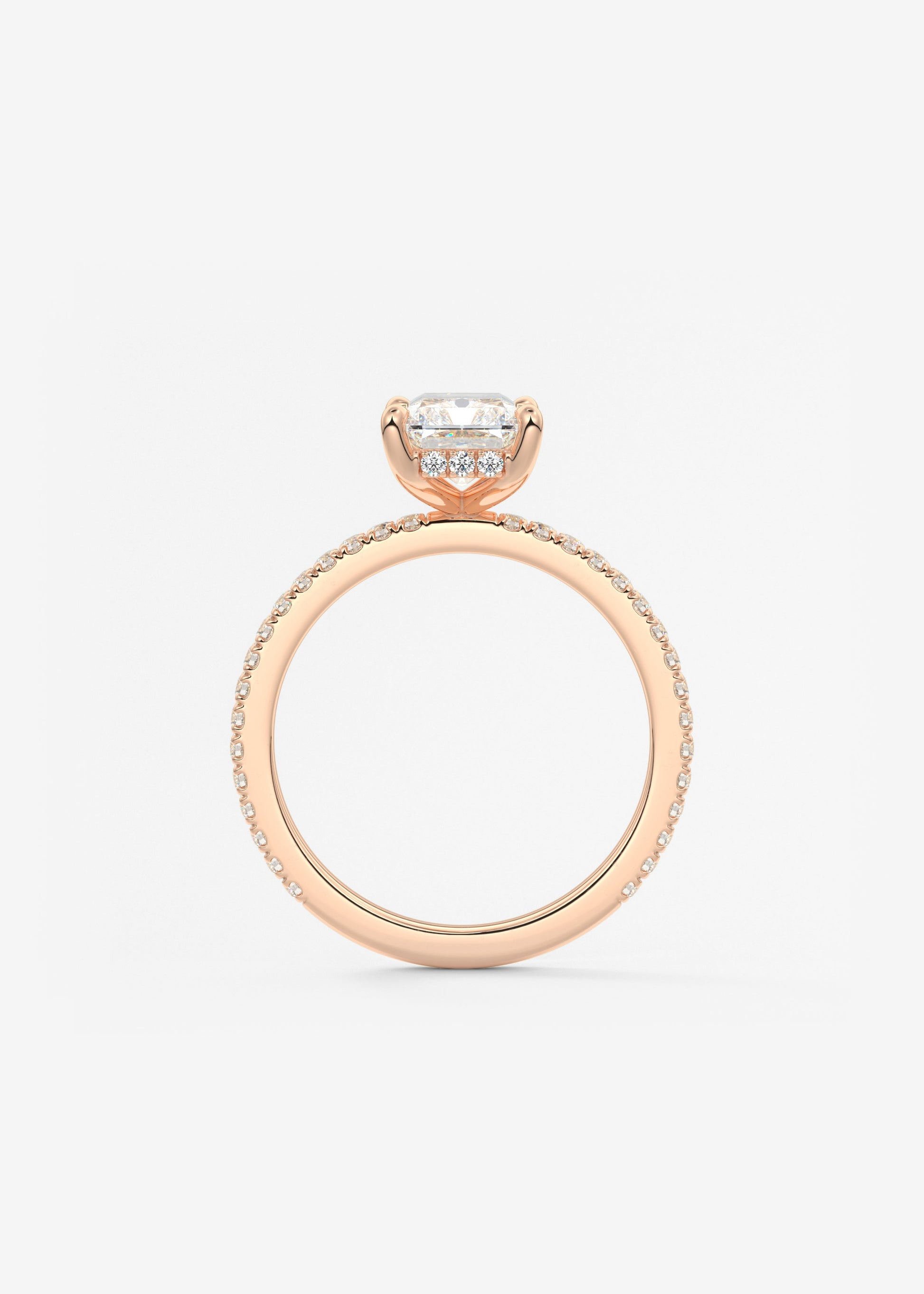 Radiant Hidden Halo Pave Lab Grown Diamond Engagement Ring