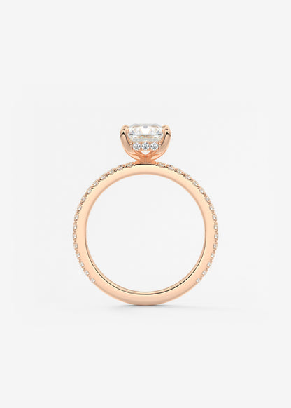 Radiant Hidden Halo Pave Lab Grown Diamond Engagement Ring