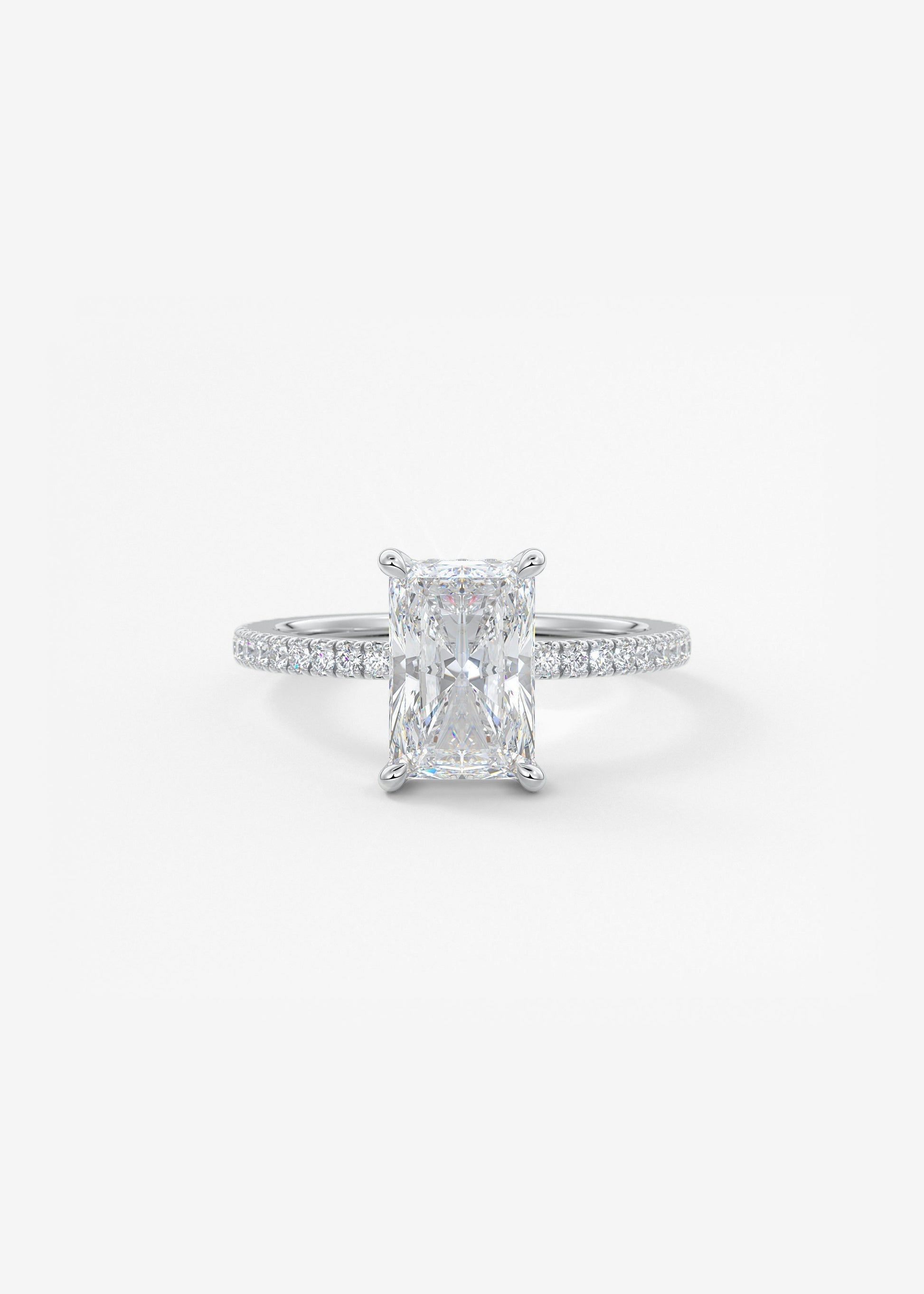 Radiant Hidden Halo Pave Lab Grown Diamond Engagement Ring