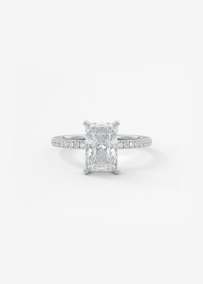 Radiant Hidden Halo Pave Lab Grown Diamond Engagement Ring