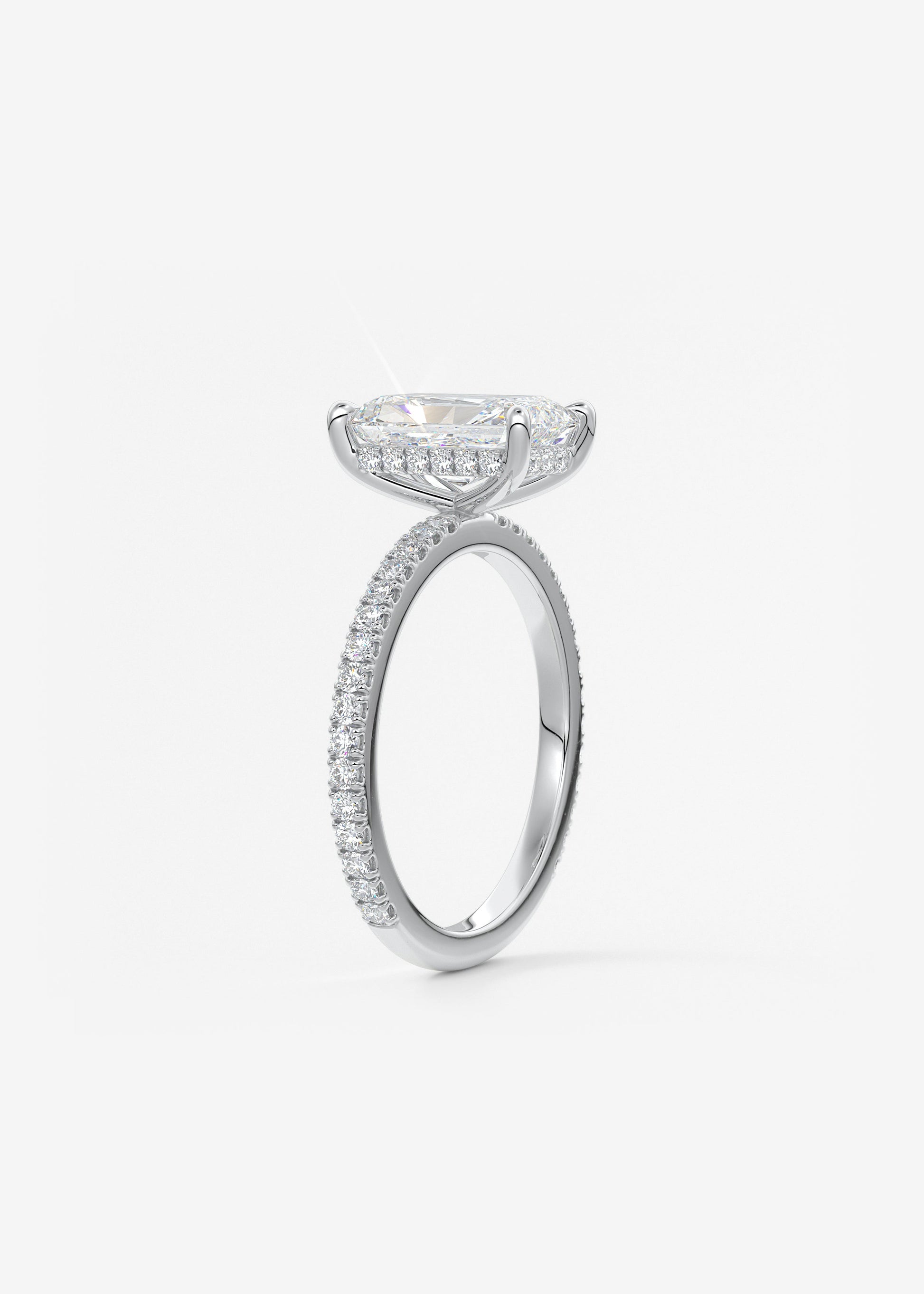 Radiant Hidden Halo Pave Lab Grown Diamond Engagement Ring