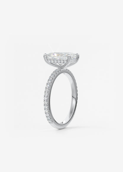 Radiant Hidden Halo Pave Lab Grown Diamond Engagement Ring