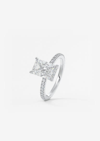 Radiant Hidden Halo Pave Lab Grown Diamond Engagement Ring