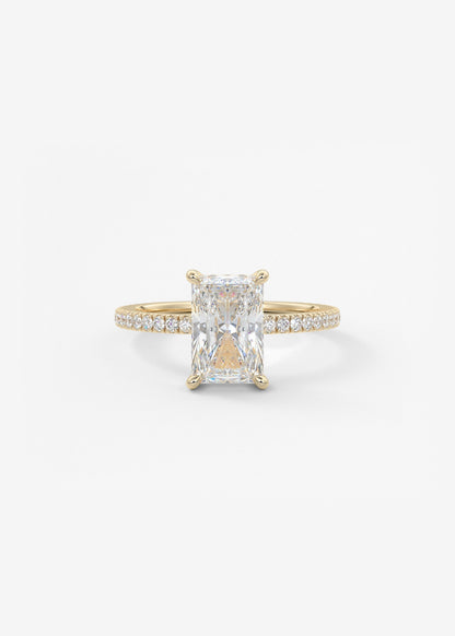 Radiant Hidden Halo Pave Lab Grown Diamond Engagement Ring