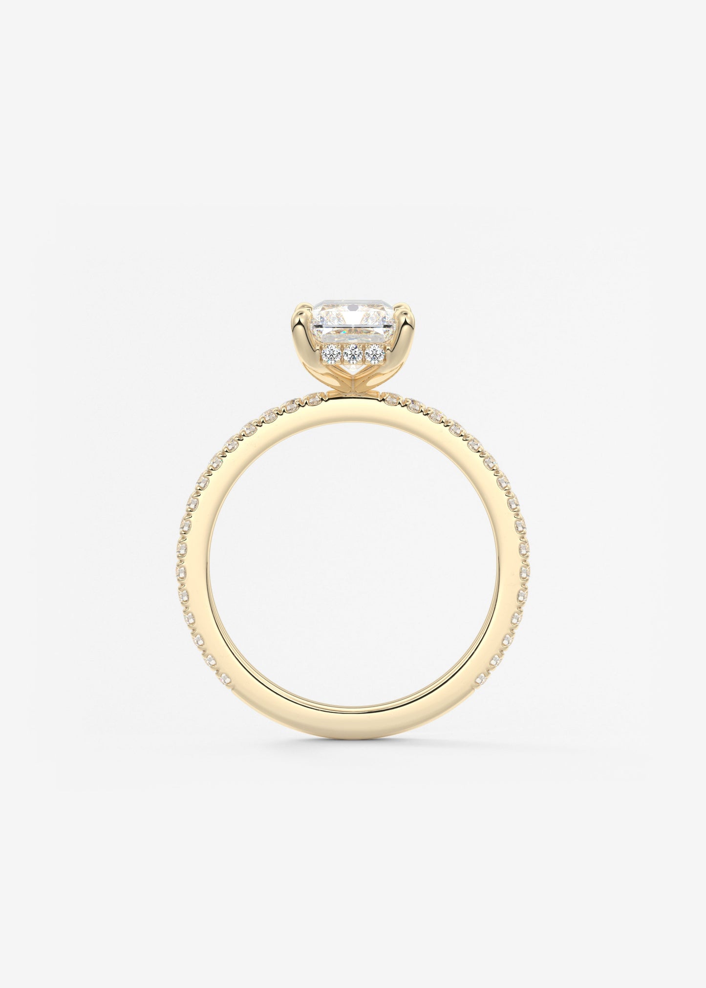 Radiant Hidden Halo Pave Lab Grown Diamond Engagement Ring