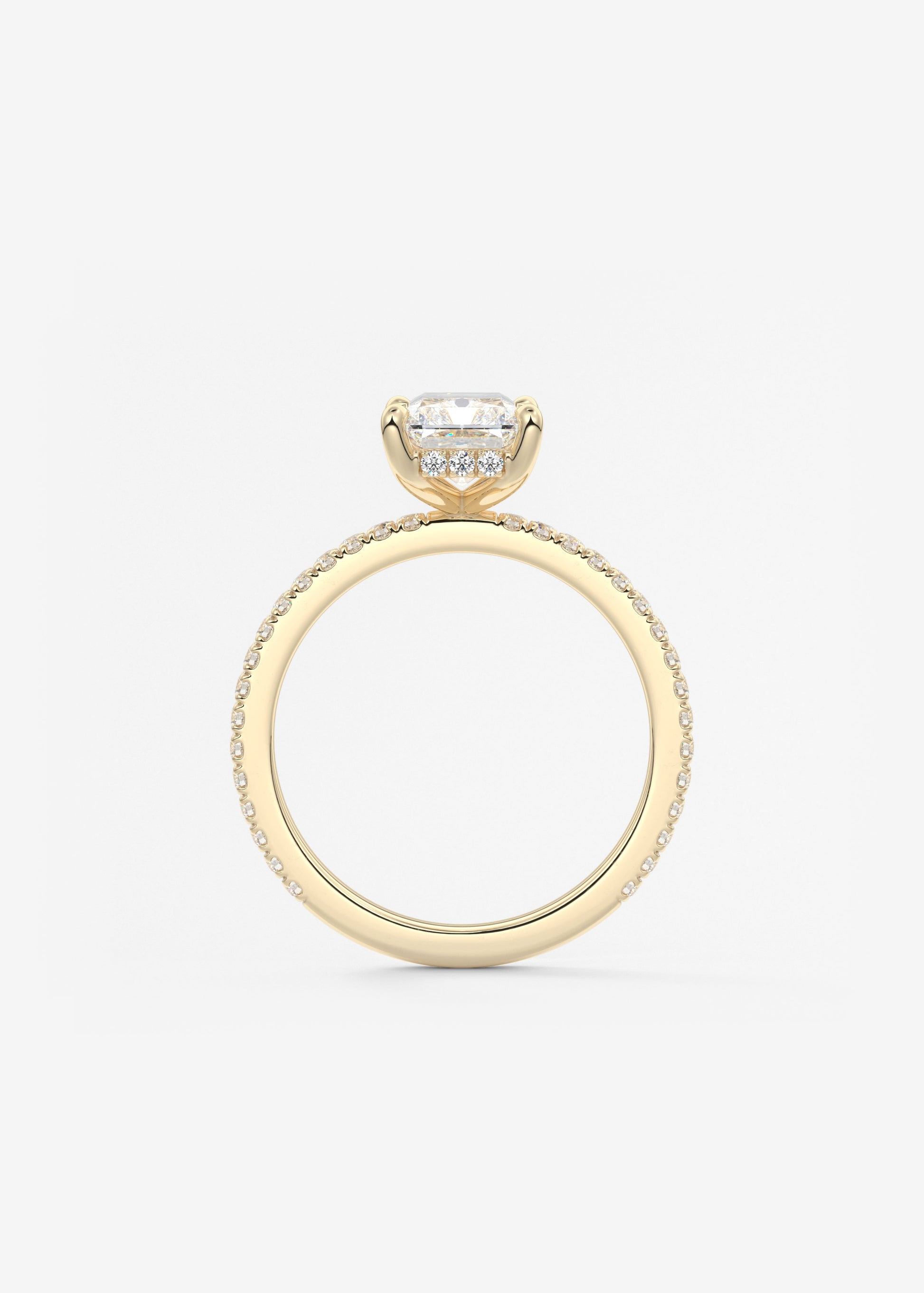 Radiant Hidden Halo Pave Lab Grown Diamond Engagement Ring