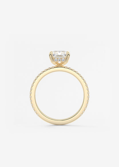 Radiant Hidden Halo Pave Lab Grown Diamond Engagement Ring
