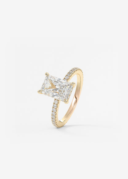 Radiant Hidden Halo Pave Lab Grown Diamond Engagement Ring