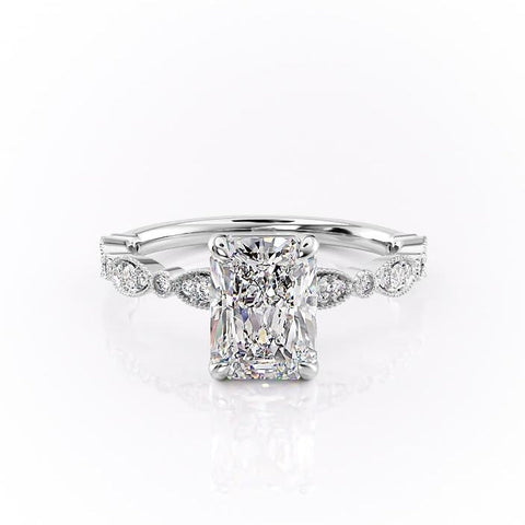 2.10 CT Radiant Milgrain Style Moissanite Engagement Ring 10