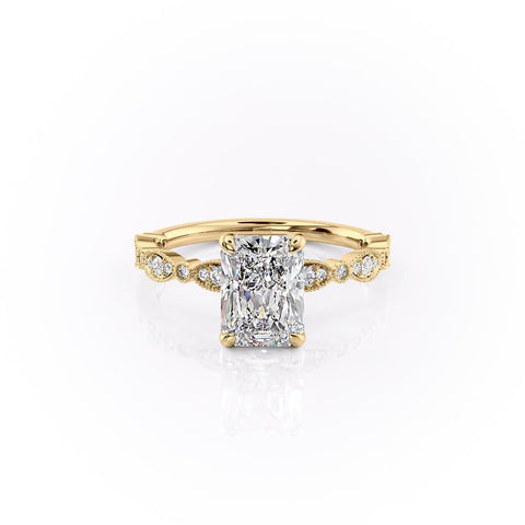 2.10 CT Radiant Milgrain Style Moissanite Engagement Ring 11