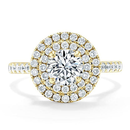 0.75 CT Round Cut Double Halo Moissanite Engagement Ring With Pave Setting 5