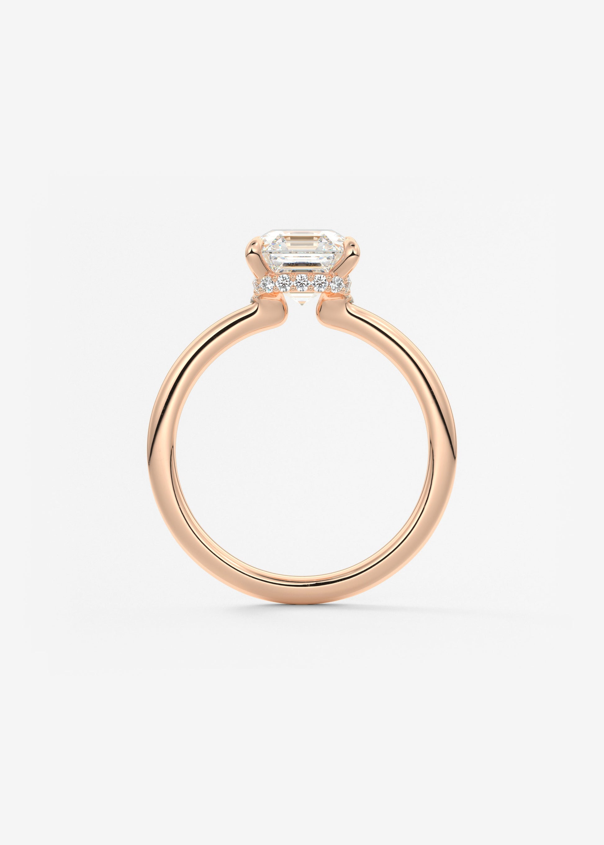Asscher Hidden Halo Lab Grown Diamond Engagement Ring