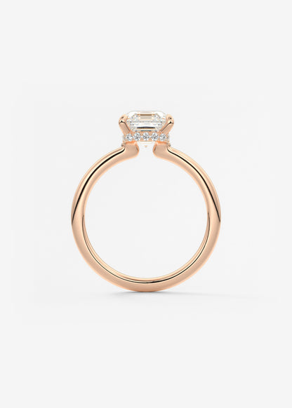 Asscher Hidden Halo Lab Grown Diamond Engagement Ring
