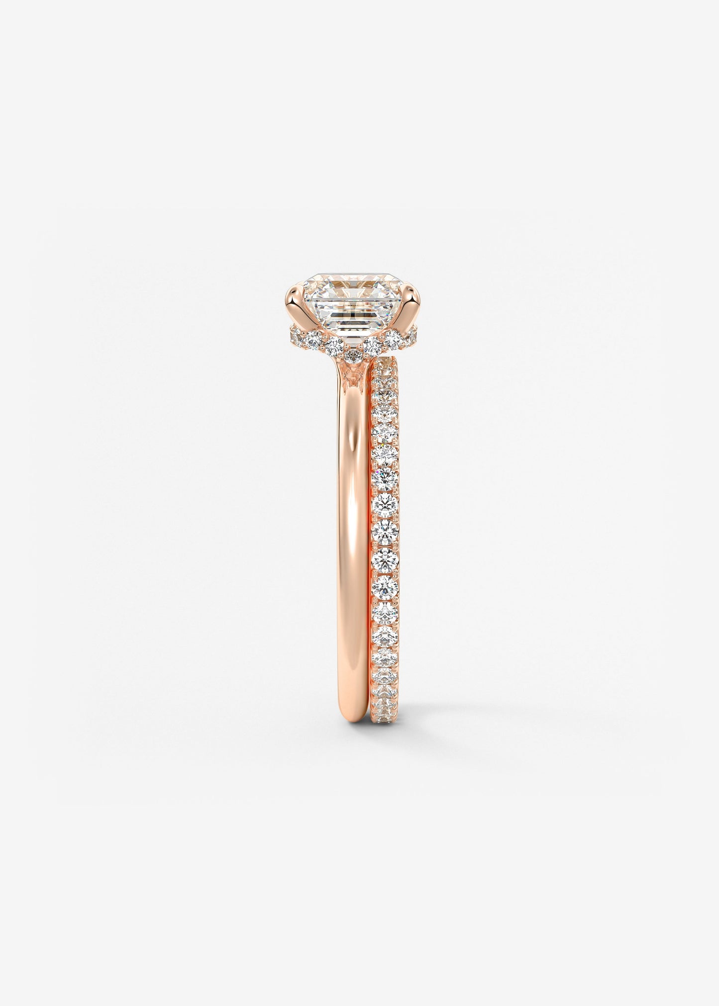 Asscher Hidden Halo Lab Grown Diamond Engagement Ring