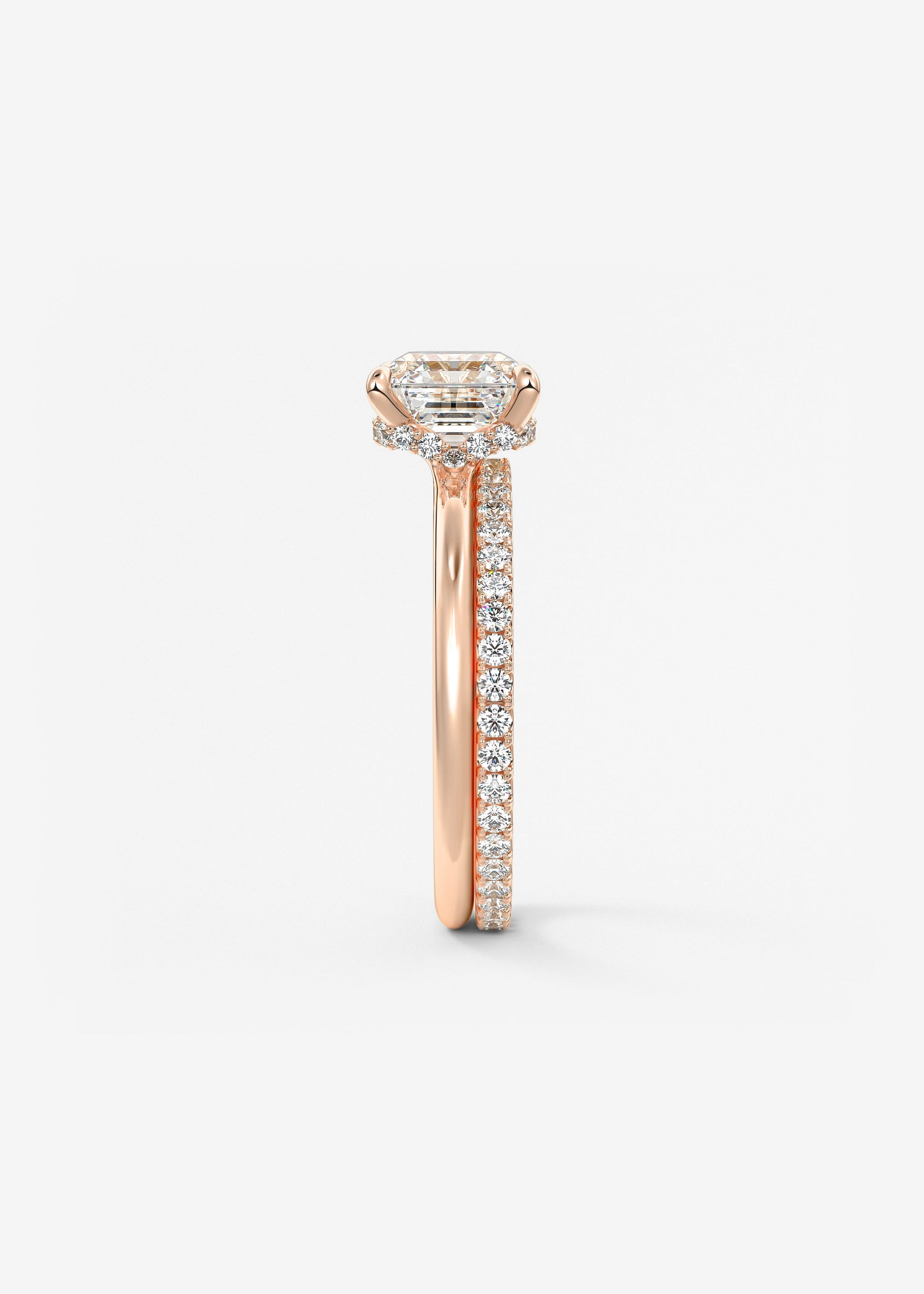 Asscher Hidden Halo Lab Grown Diamond Engagement Ring