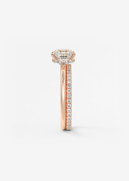 Asscher Hidden Halo Lab Grown Diamond Engagement Ring