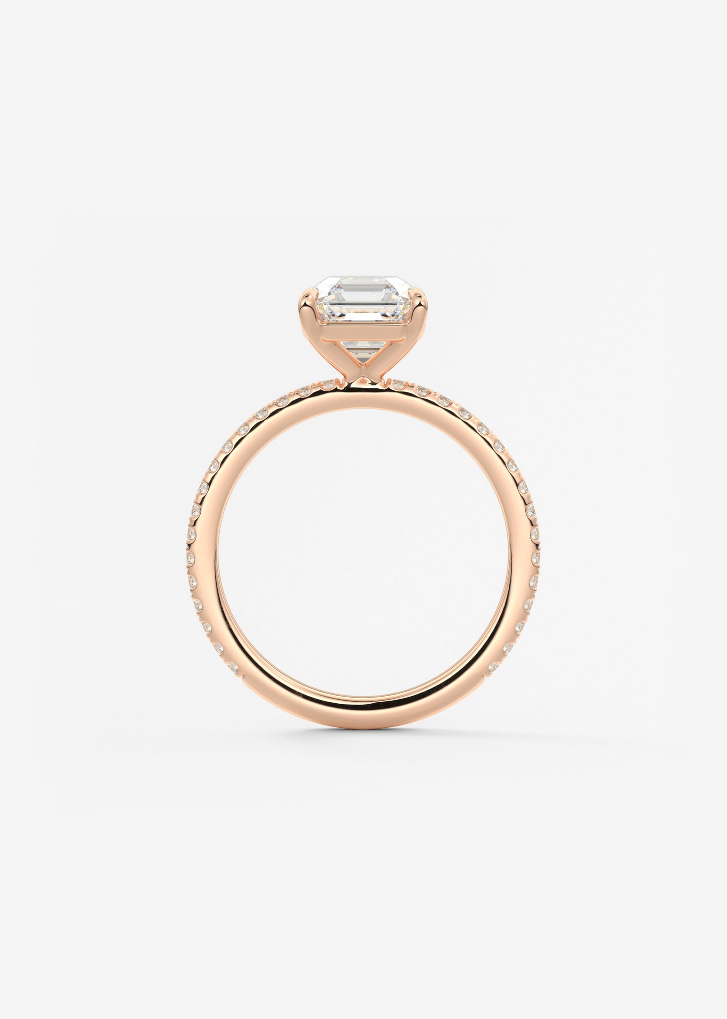 Asscher Pave Lab Grown Diamond Engagement Ring