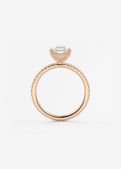 Asscher Pave Lab Grown Diamond Engagement Ring