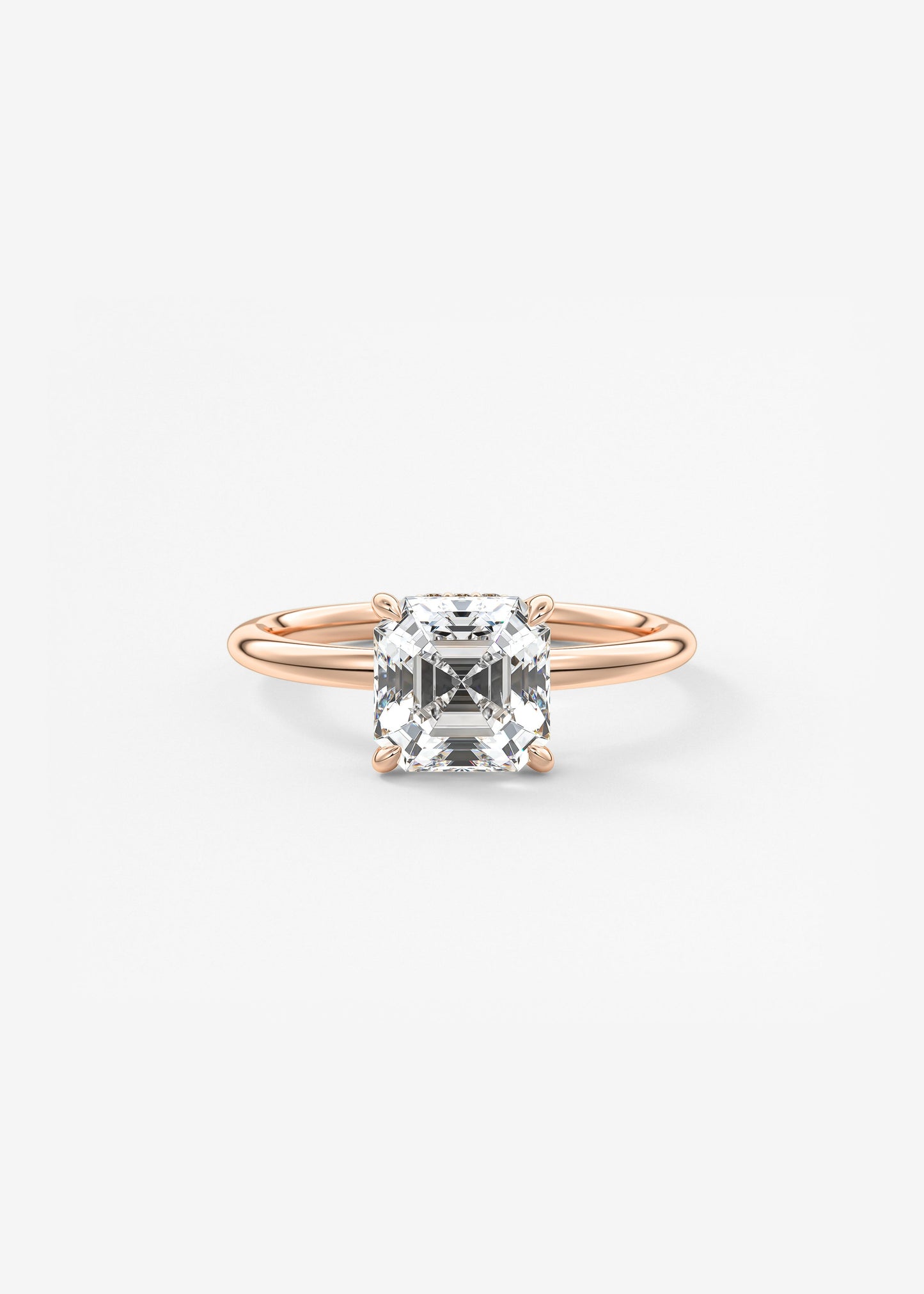 Asscher Hidden Halo Lab Grown Diamond Engagement Ring