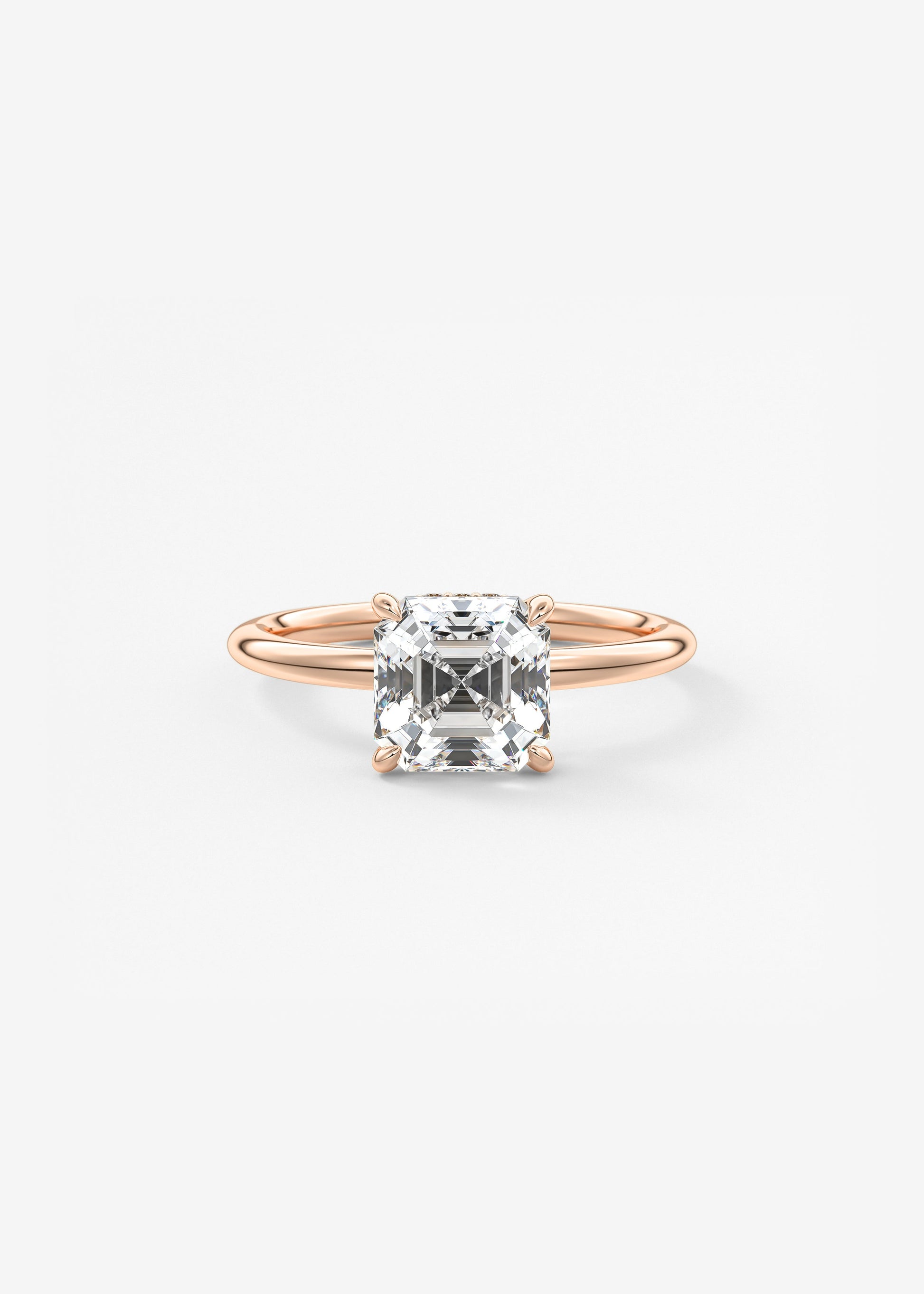 Asscher Hidden Halo Lab Grown Diamond Engagement Ring