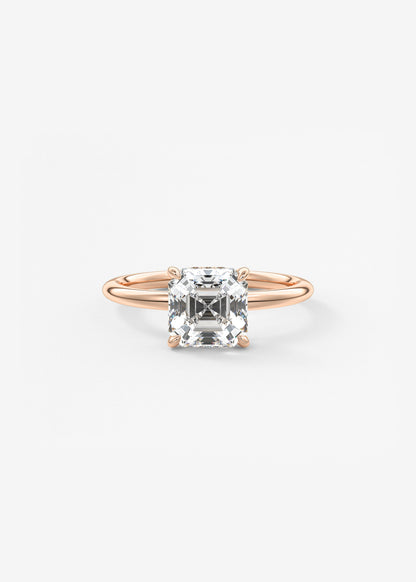 Asscher Hidden Halo Lab Grown Diamond Engagement Ring