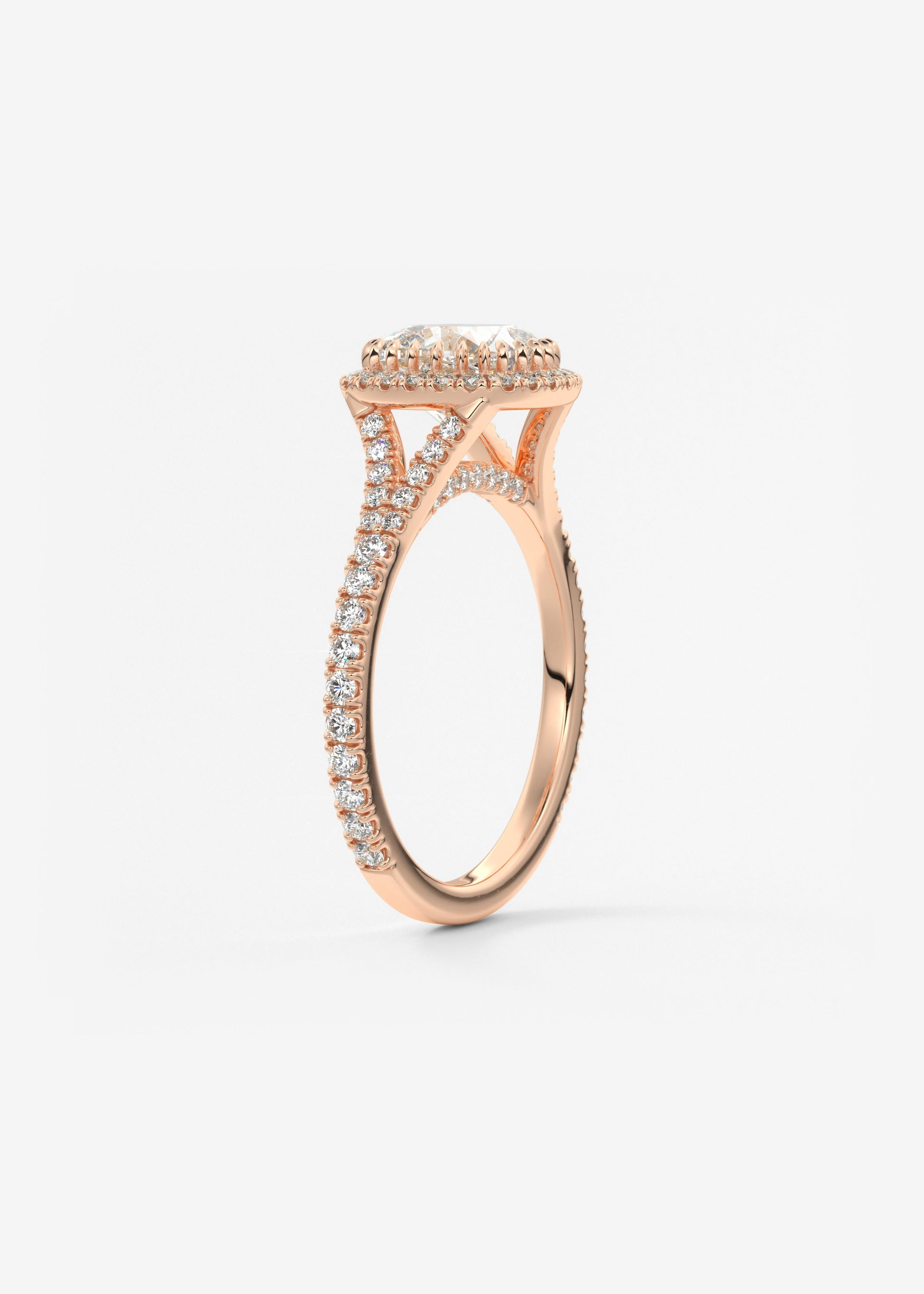 Cushion Halo & Pave , Split Shank Lab Grown Diamond Engagement Ring