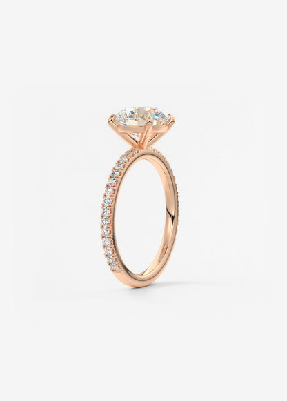 Round Pave Lab Grown Diamond Engagement Ring