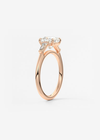 Cushion Three Stone Lab Grown Diamond Engagement Ring