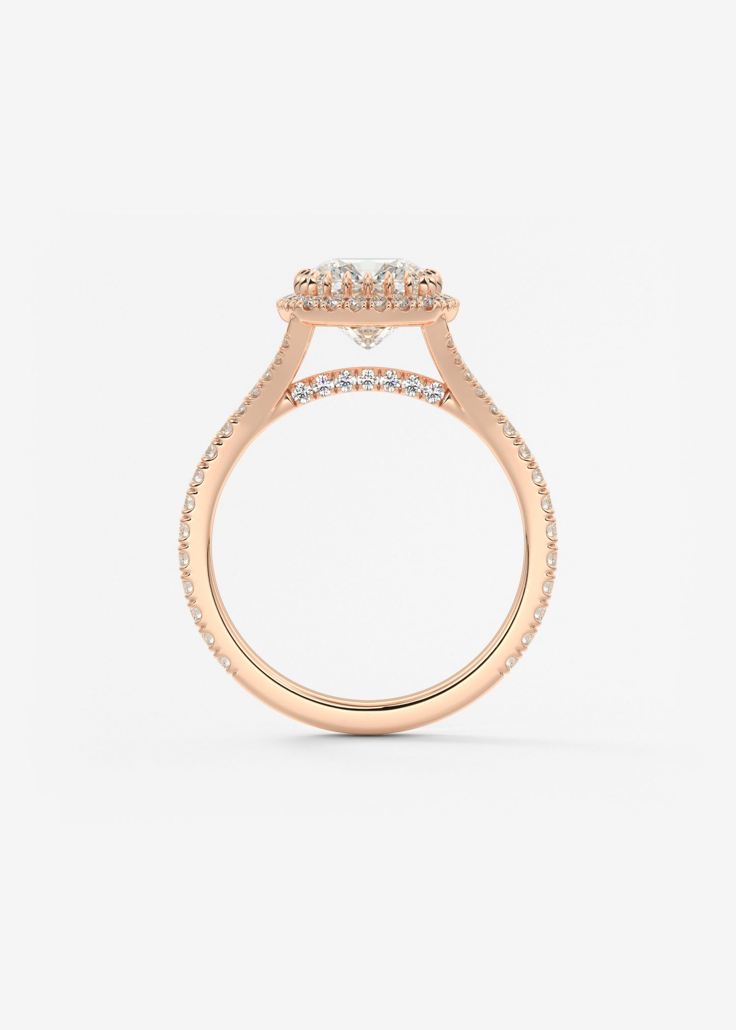 Cushion Halo & Pave , Split Shank Lab Grown Diamond Engagement Ring