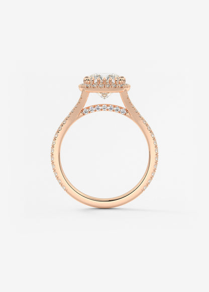 Cushion Halo & Pave , Split Shank Lab Grown Diamond Engagement Ring
