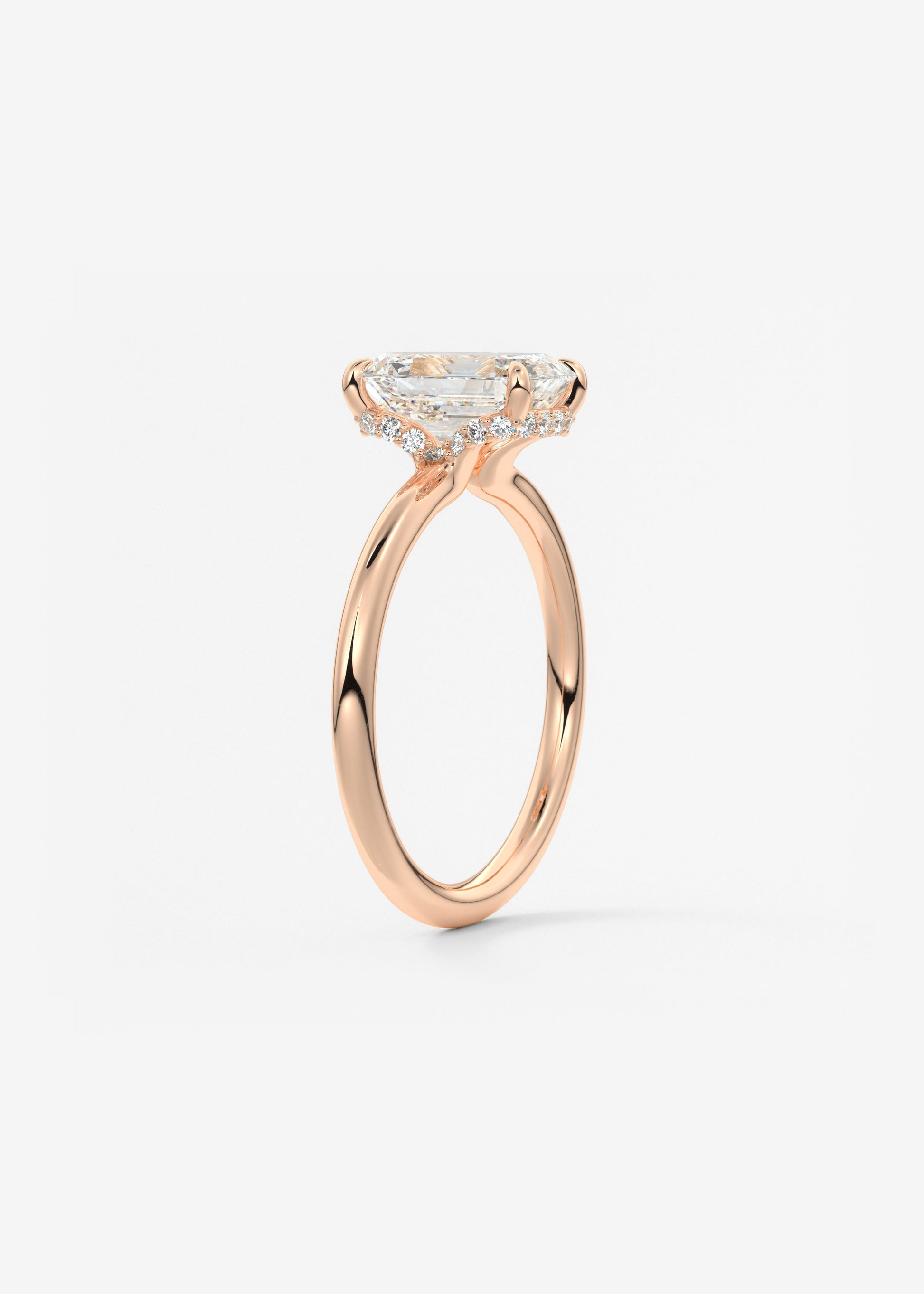 Emerald Hidden Halo Lab Grown Diamond Engagement Ring