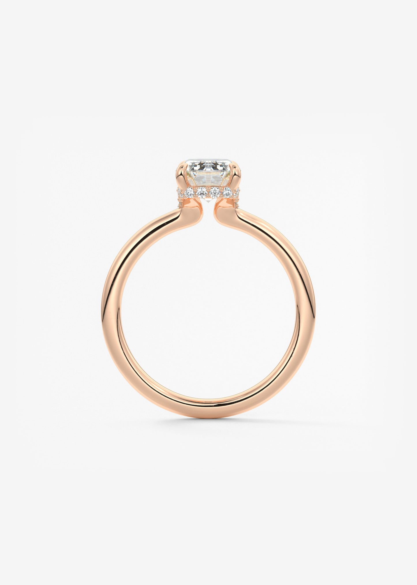 Emerald Hidden Halo Lab Grown Diamond Engagement Ring
