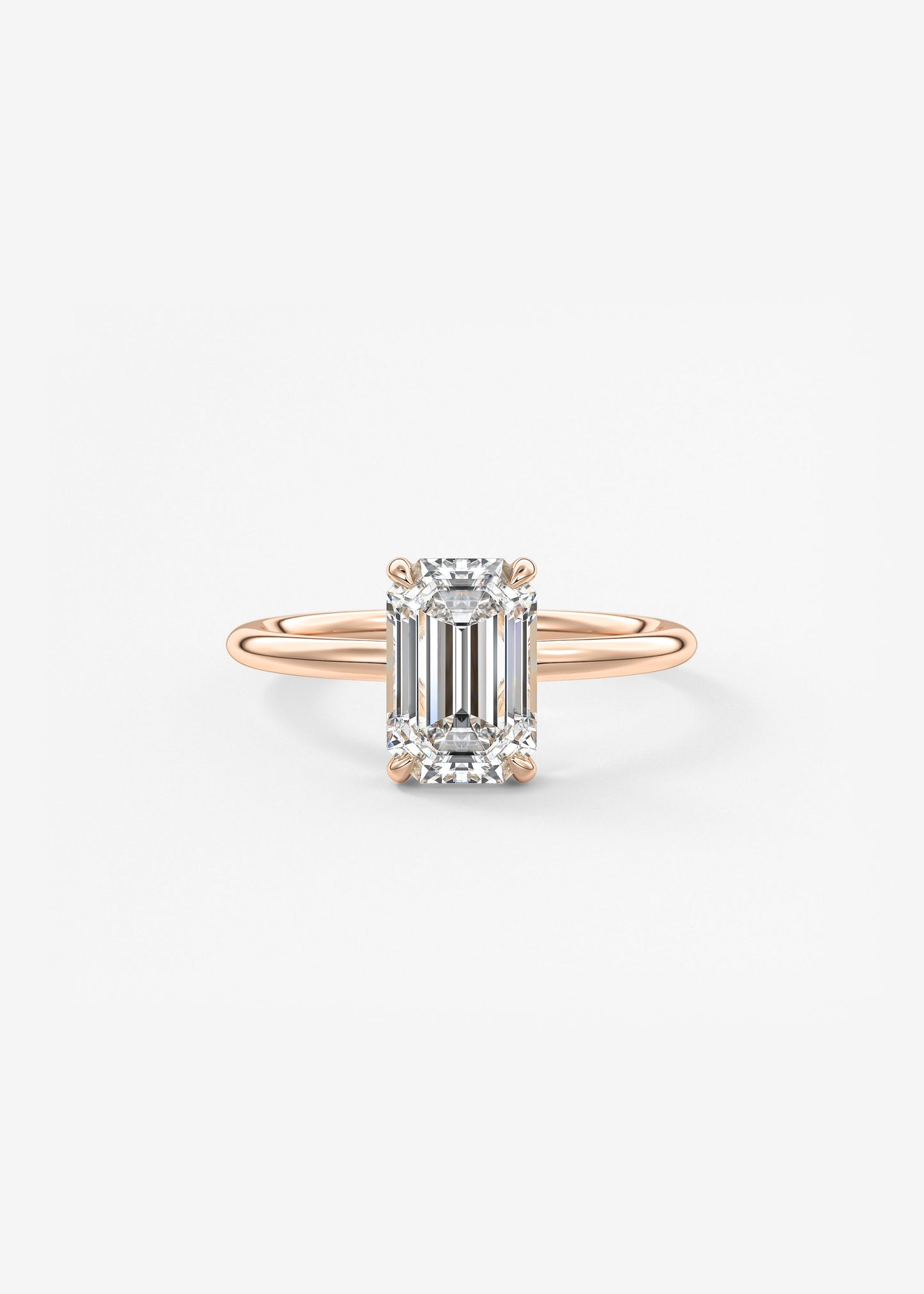 Emerald Hidden Halo Lab Grown Diamond Engagement Ring