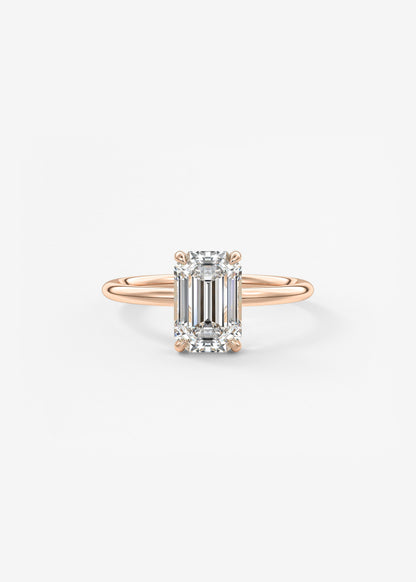 Emerald Hidden Halo Lab Grown Diamond Engagement Ring