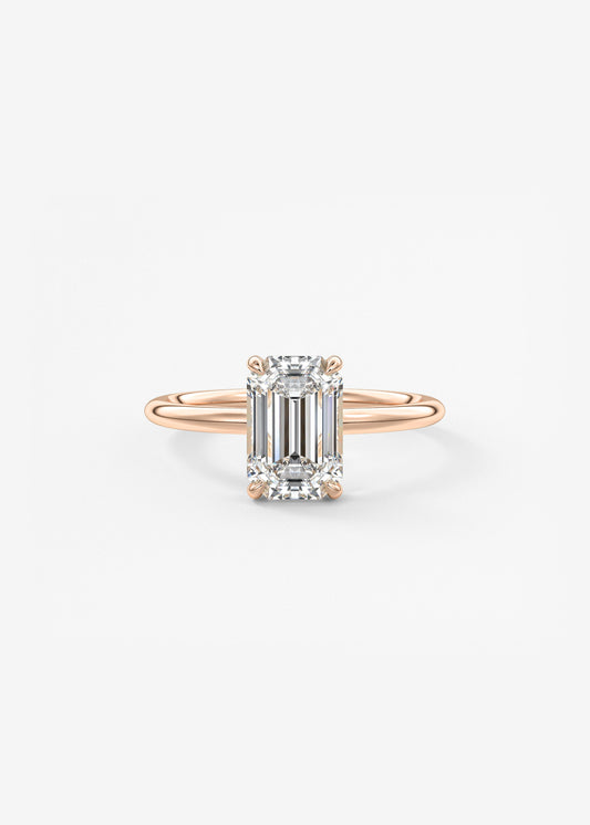 Emerald Hidden Halo Lab Grown Diamond Engagement Ring