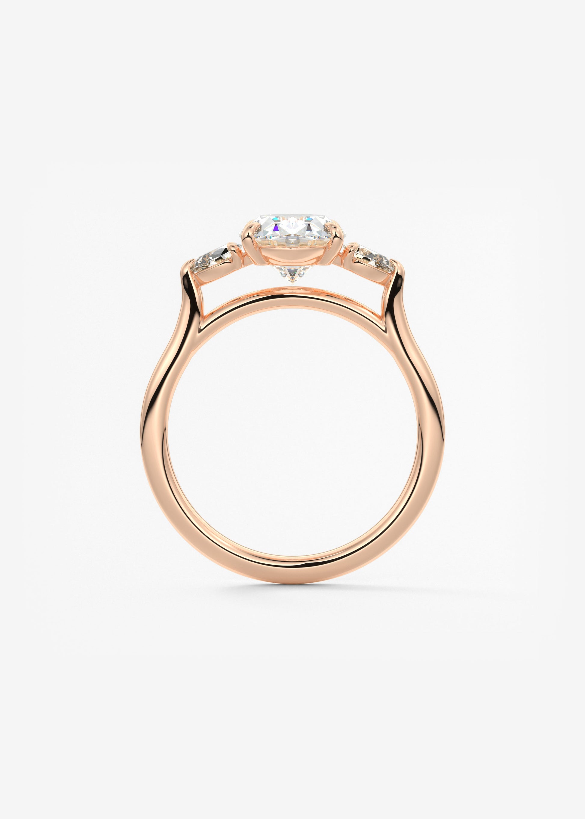 Oval Three Stone Lab Grown Diamond Engagement Ring