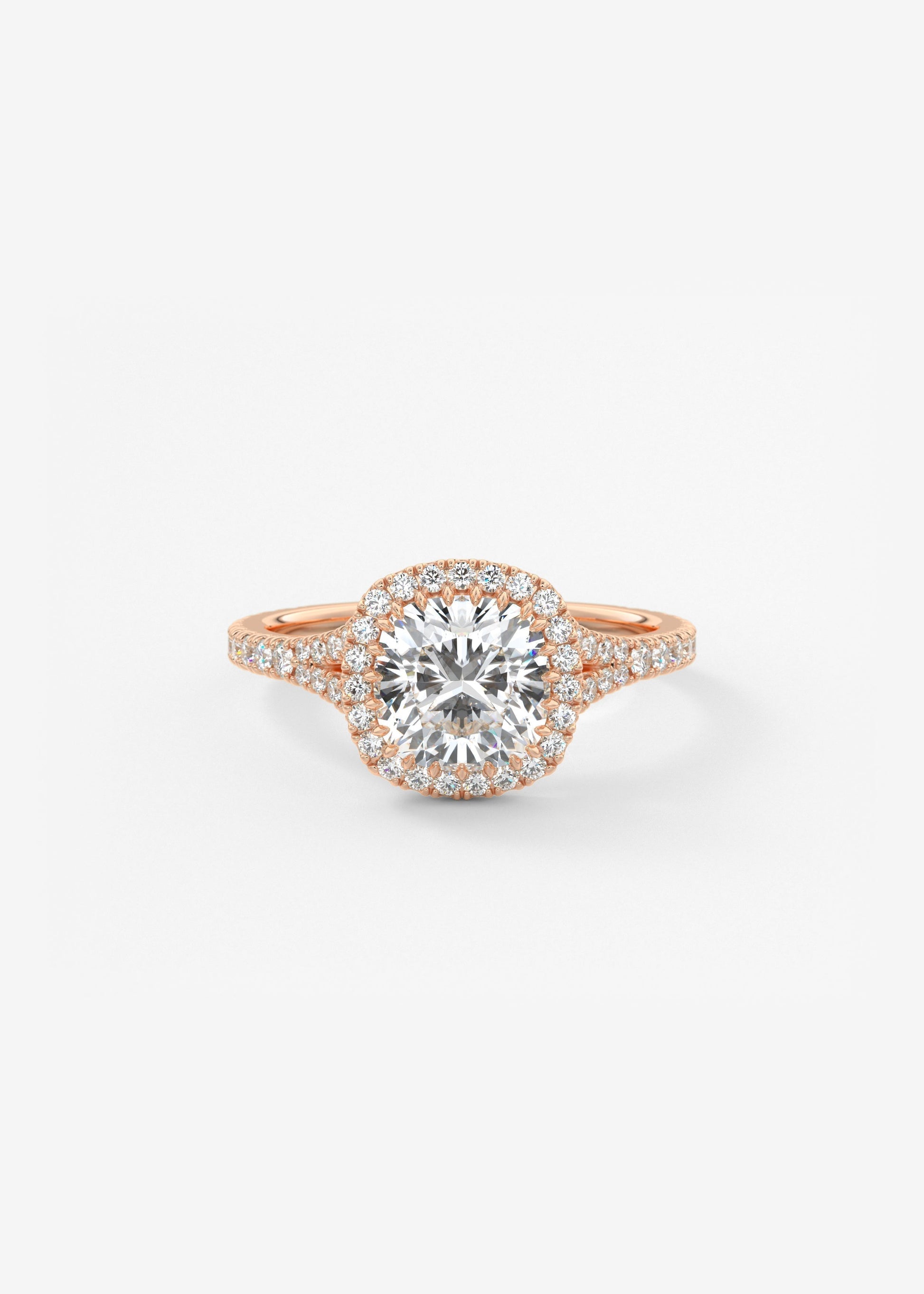Cushion Halo & Pave , Split Shank Lab Grown Diamond Engagement Ring