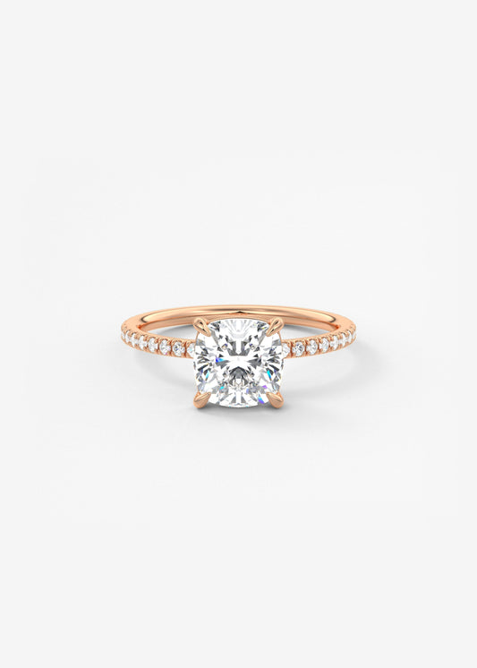 Cushion Pave Lab Grown Diamond Engagement Ring