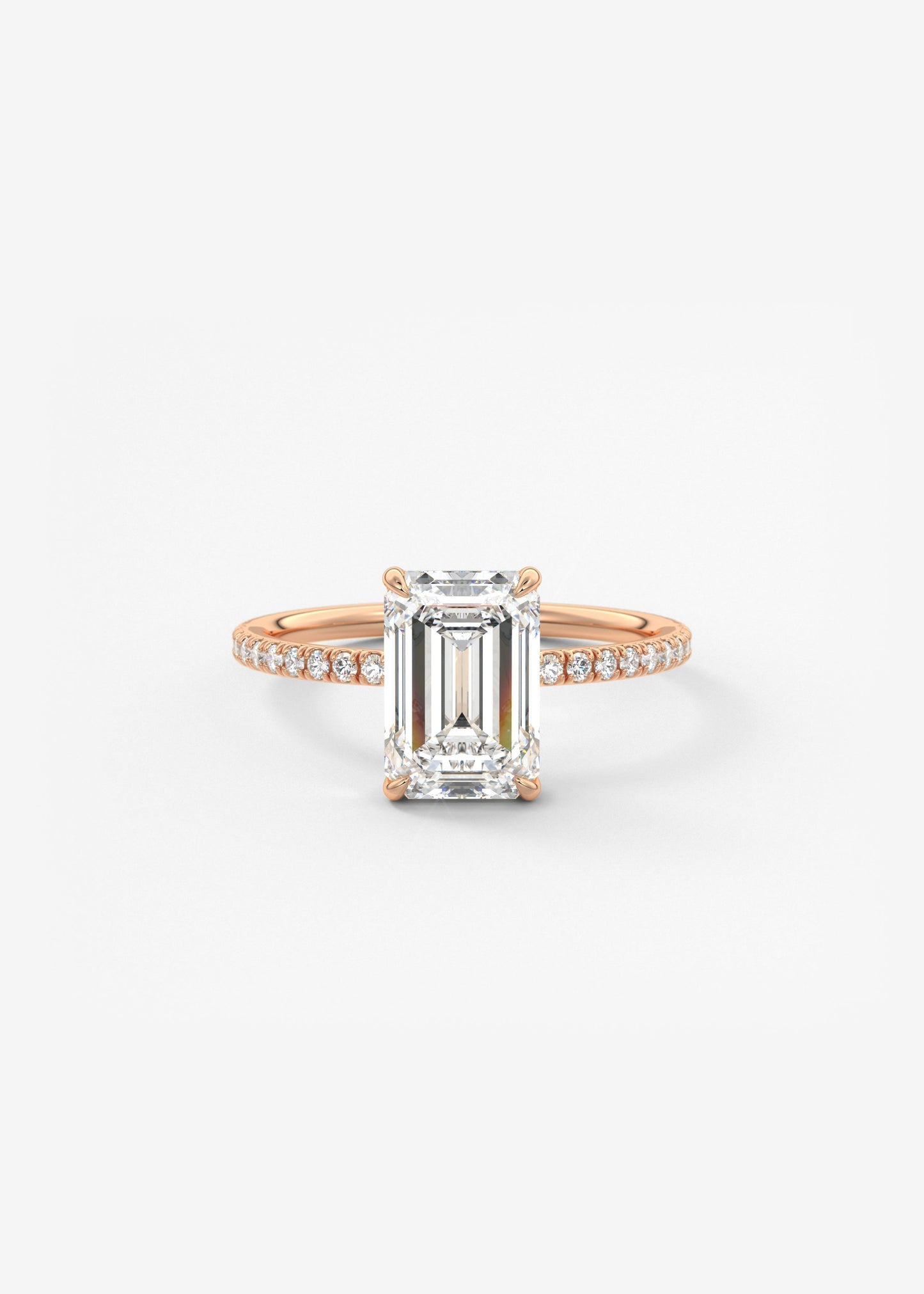 Emerald Pave Lab Grown Diamond Engagement Ring