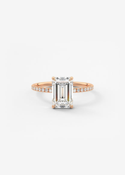 Emerald Pave Lab Grown Diamond Engagement Ring