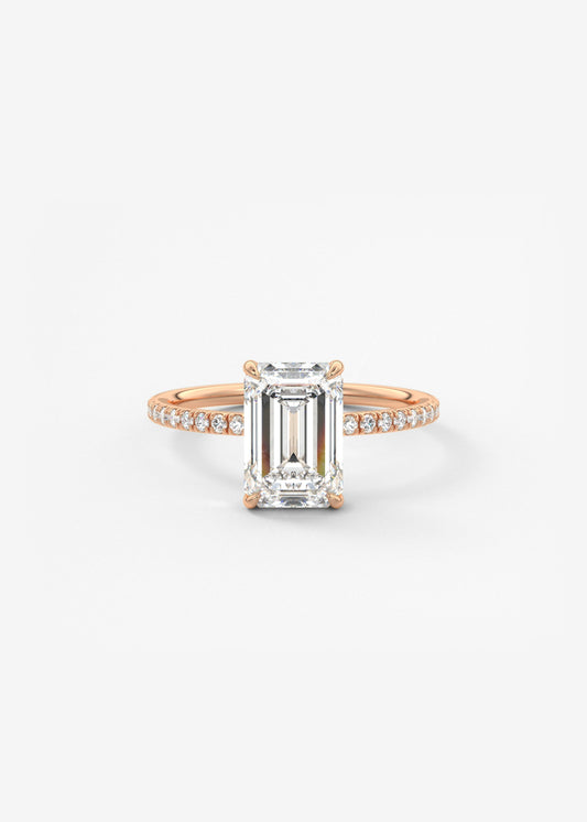 Emerald Pave Lab Grown Diamond Engagement Ring