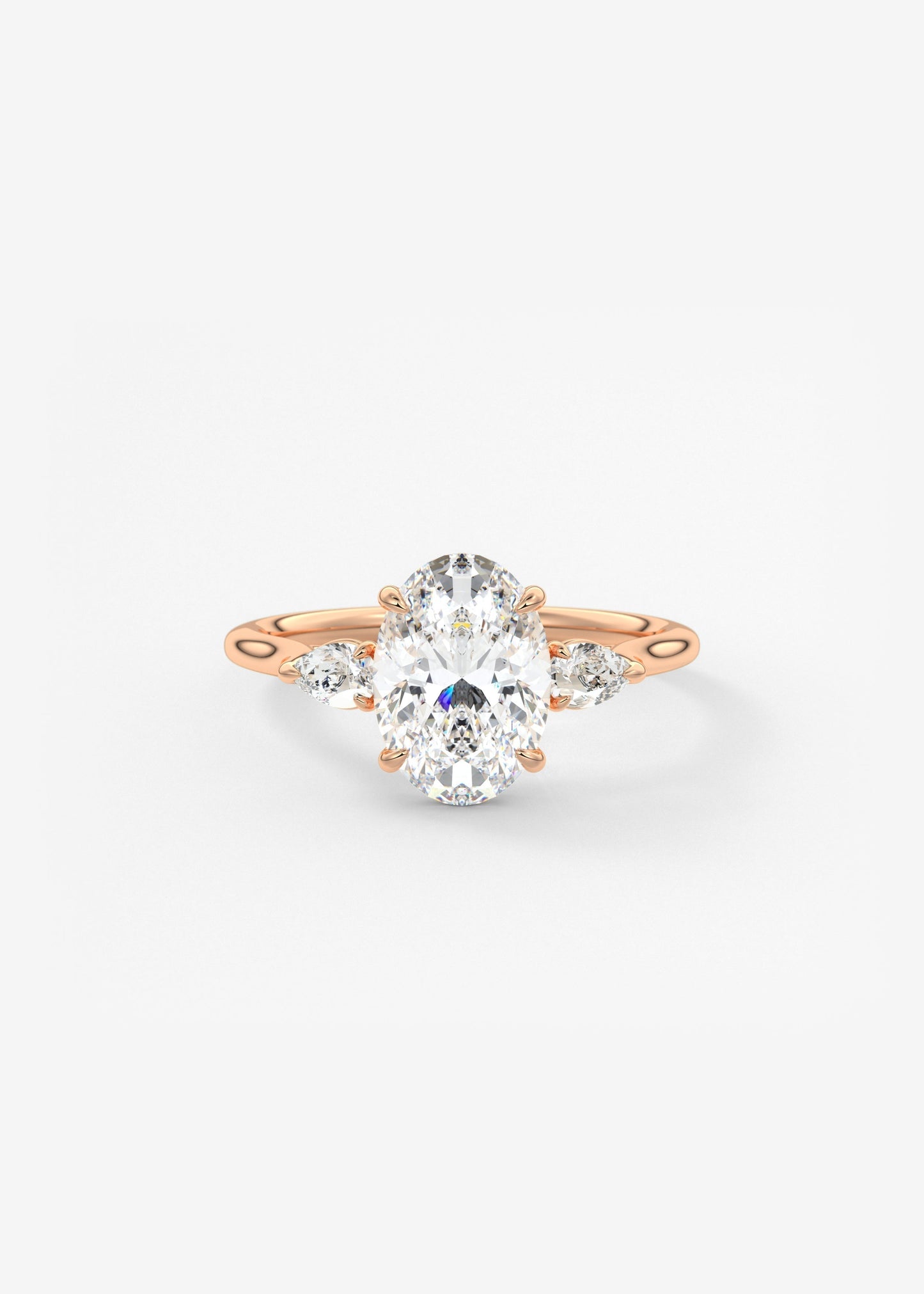 Oval Three Stone Lab Grown Diamond Engagement Ring