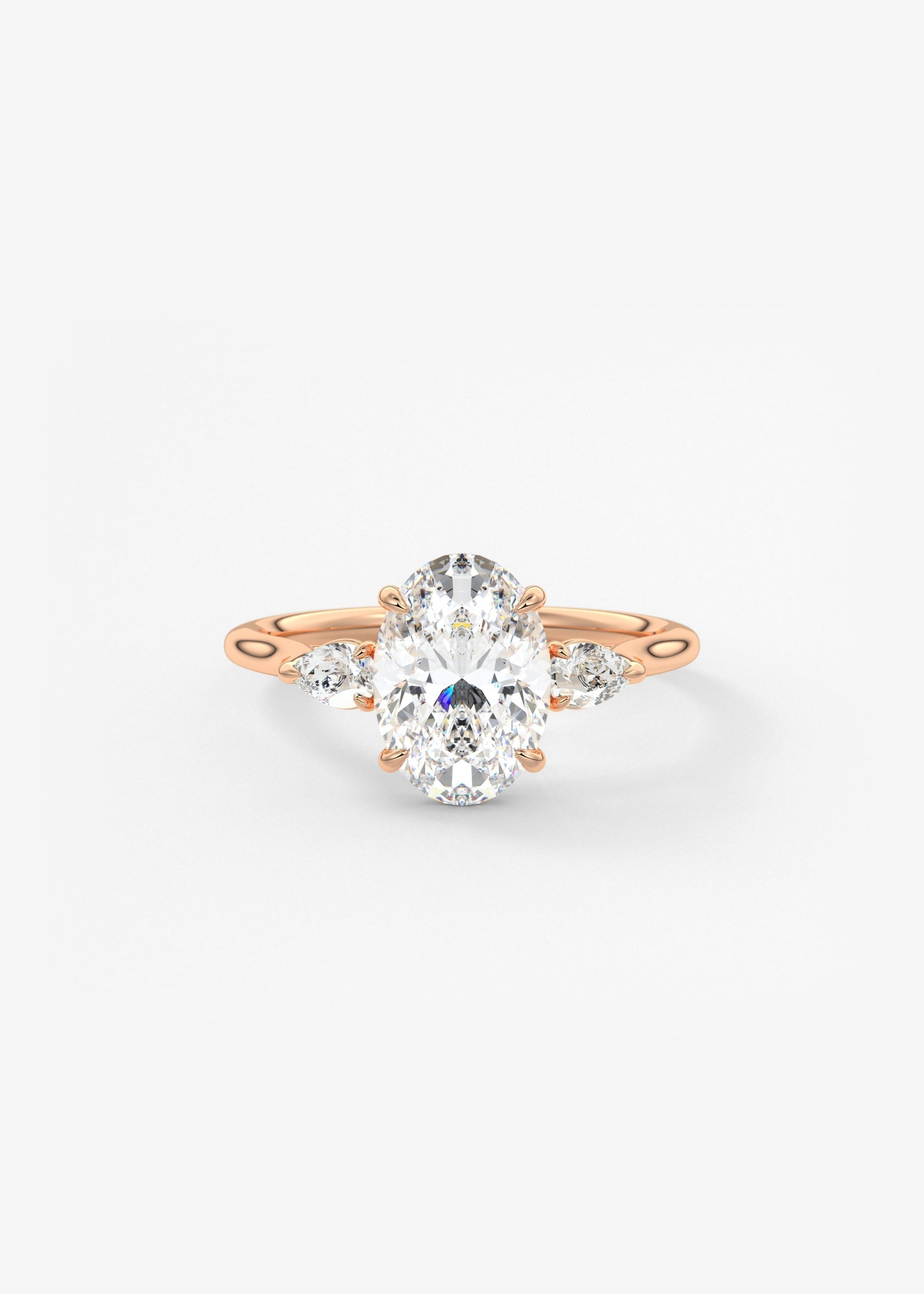 Oval Three Stone Lab Grown Diamond Engagement Ring