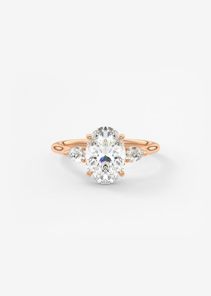 Oval Three Stone Lab Grown Diamond Engagement Ring