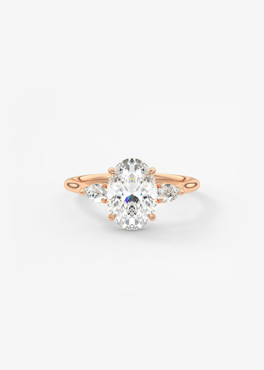 Oval Three Stone Lab Grown Diamond Engagement Ring