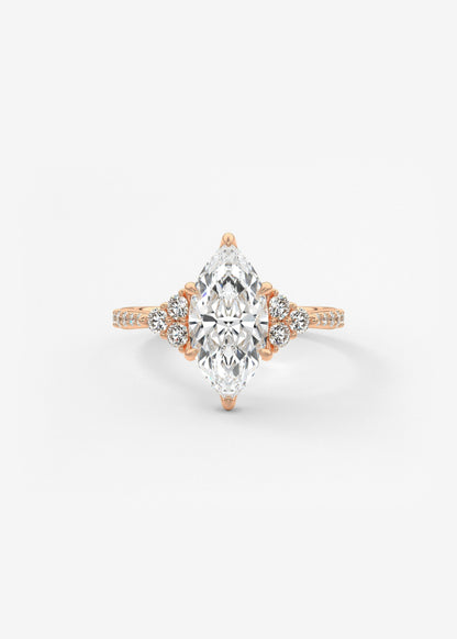 Marquise Cluster Lab Grown Diamond Engagement Ring